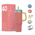 Insulated Stainless Steel Tumbler with Handle & Straw