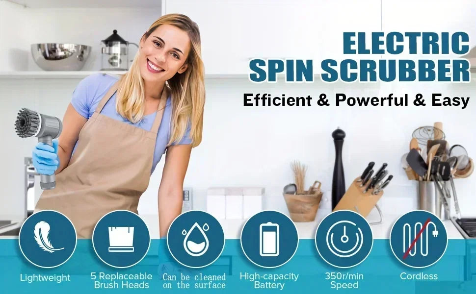 5-in-1 Cordless Electric Spin Scrubber