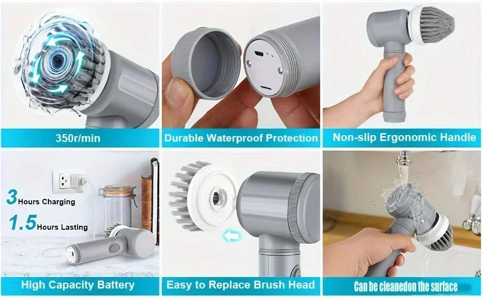 5-in-1 Cordless Electric Spin Scrubber