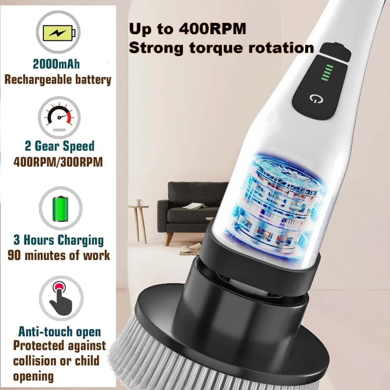 Extendable Cordless Electric Spin Scrubber
