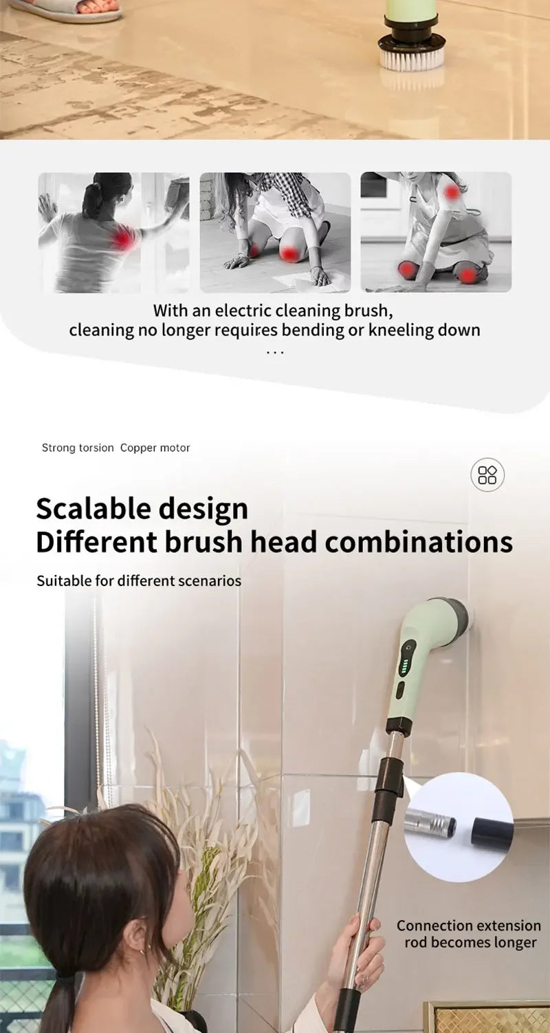 Extendable Cordless Electric Spin Scrubber
